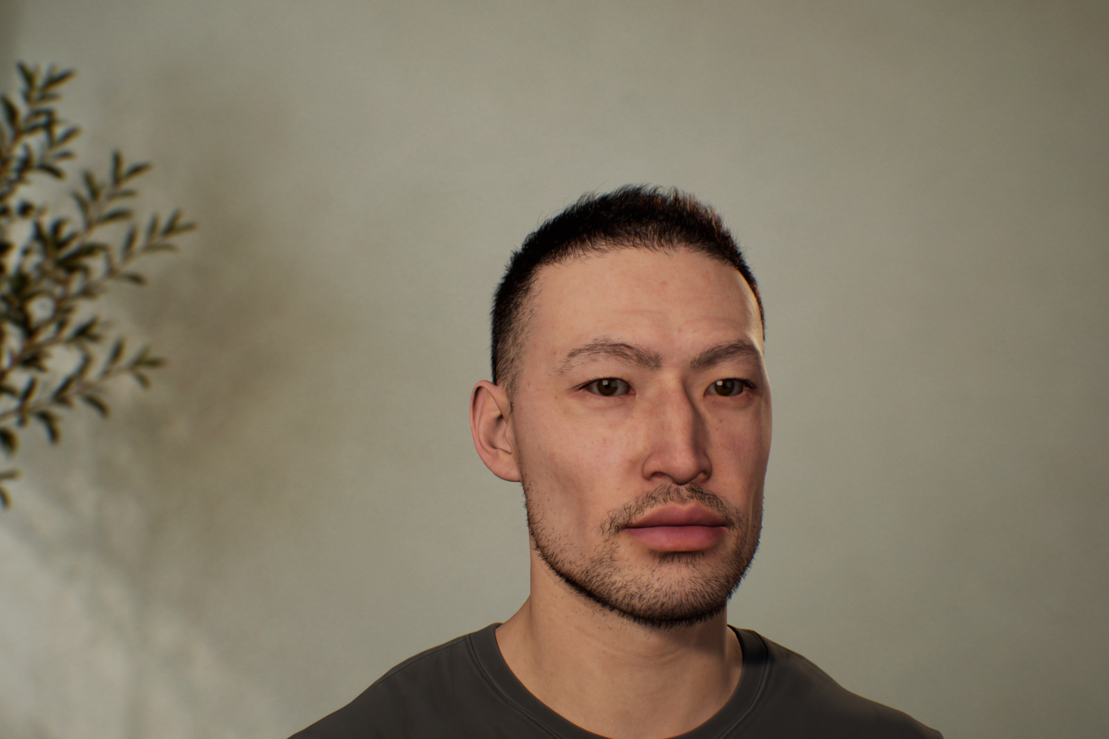 Alex, an AI interviewer in a charcoal shirt, seated in his office